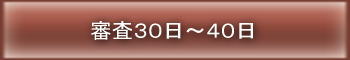 審査(実地検査含む)　約３０日～４０日程度かかります